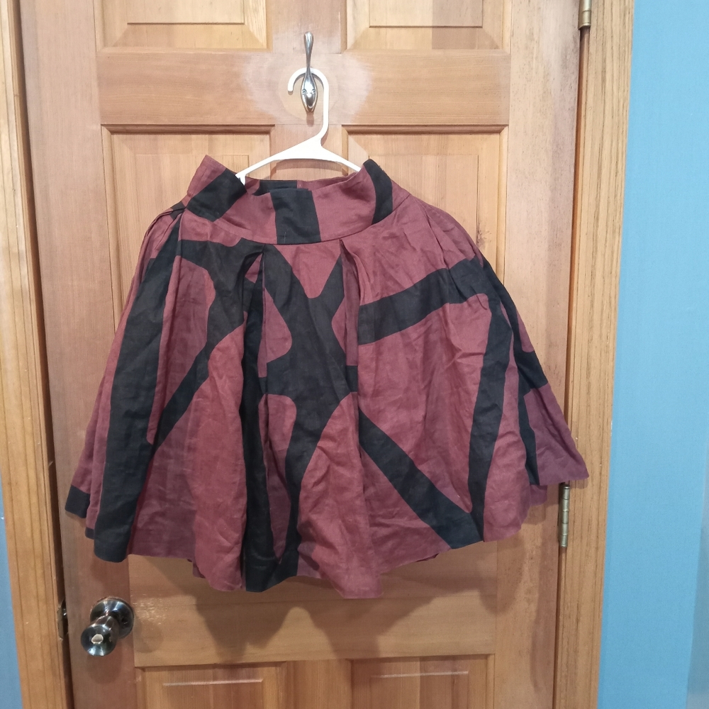Banana Republic 100% linen brown black skirt size 0
